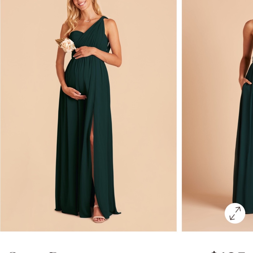 BIRDY GREY bridesmaid Emerald Green Dress with Slit - Picture 4 of 5